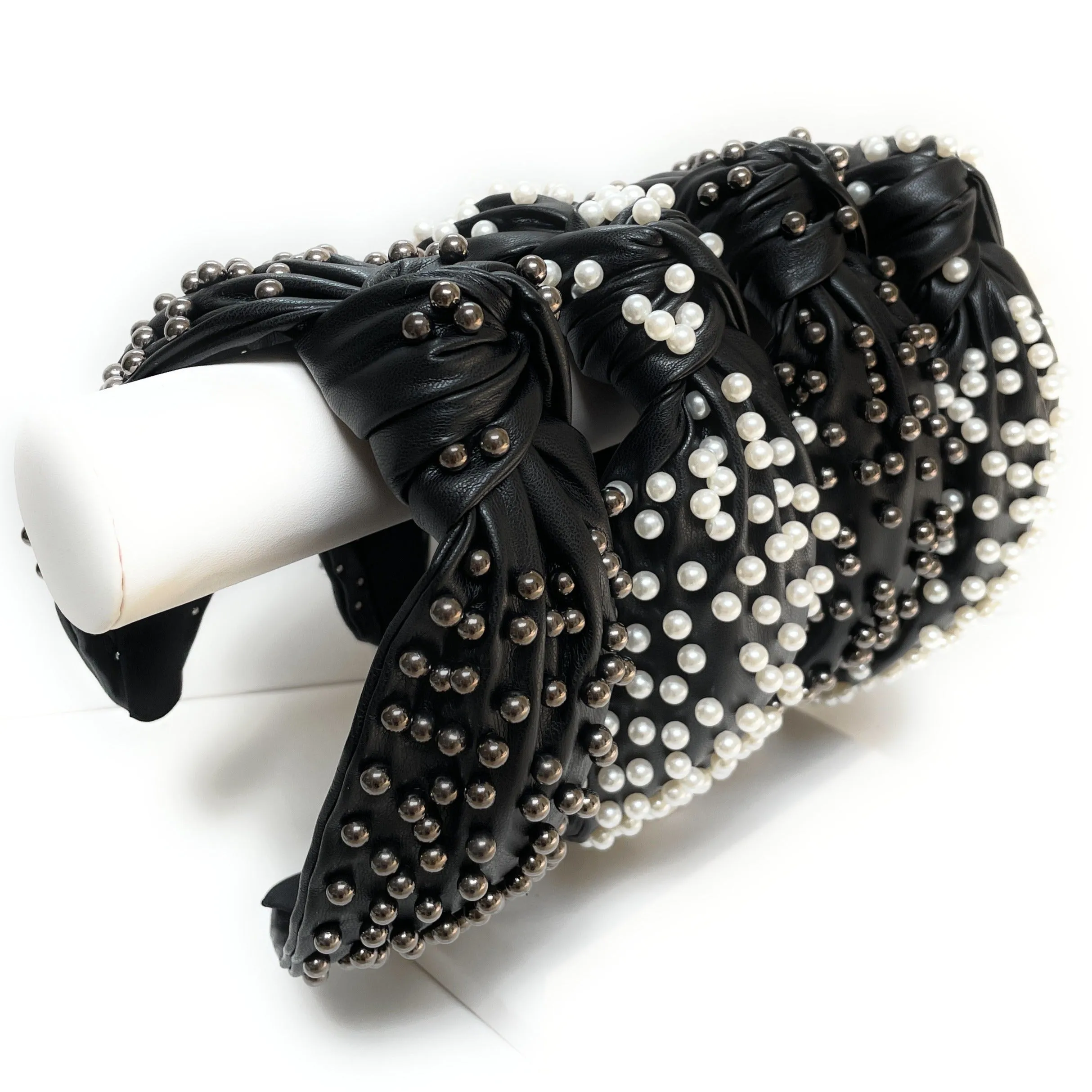 Wide Pearl PU Leather Knot Headband (more colors)