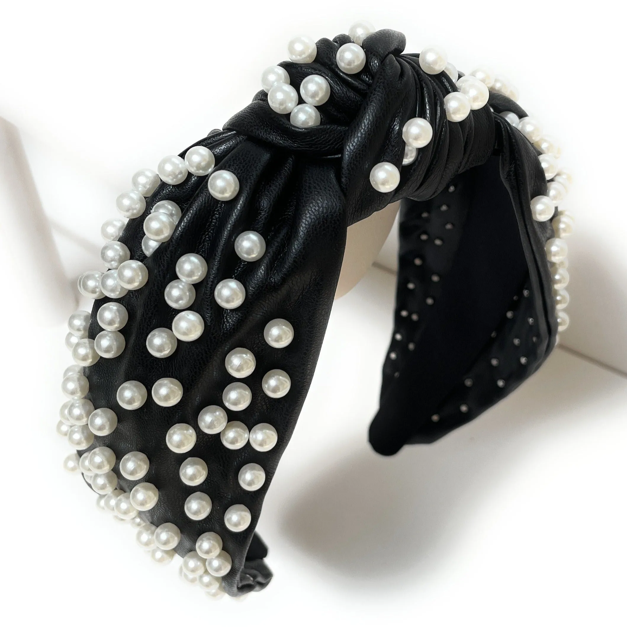 Wide Pearl PU Leather Knot Headband (more colors)