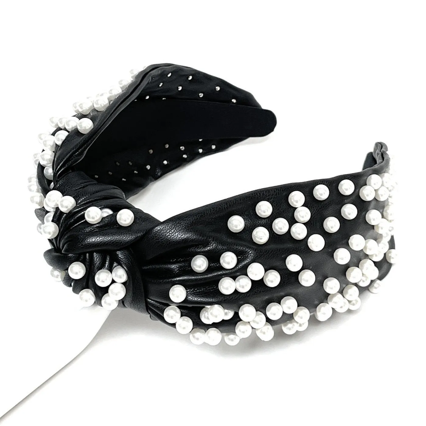 Wide Pearl PU Leather Knot Headband (more colors)