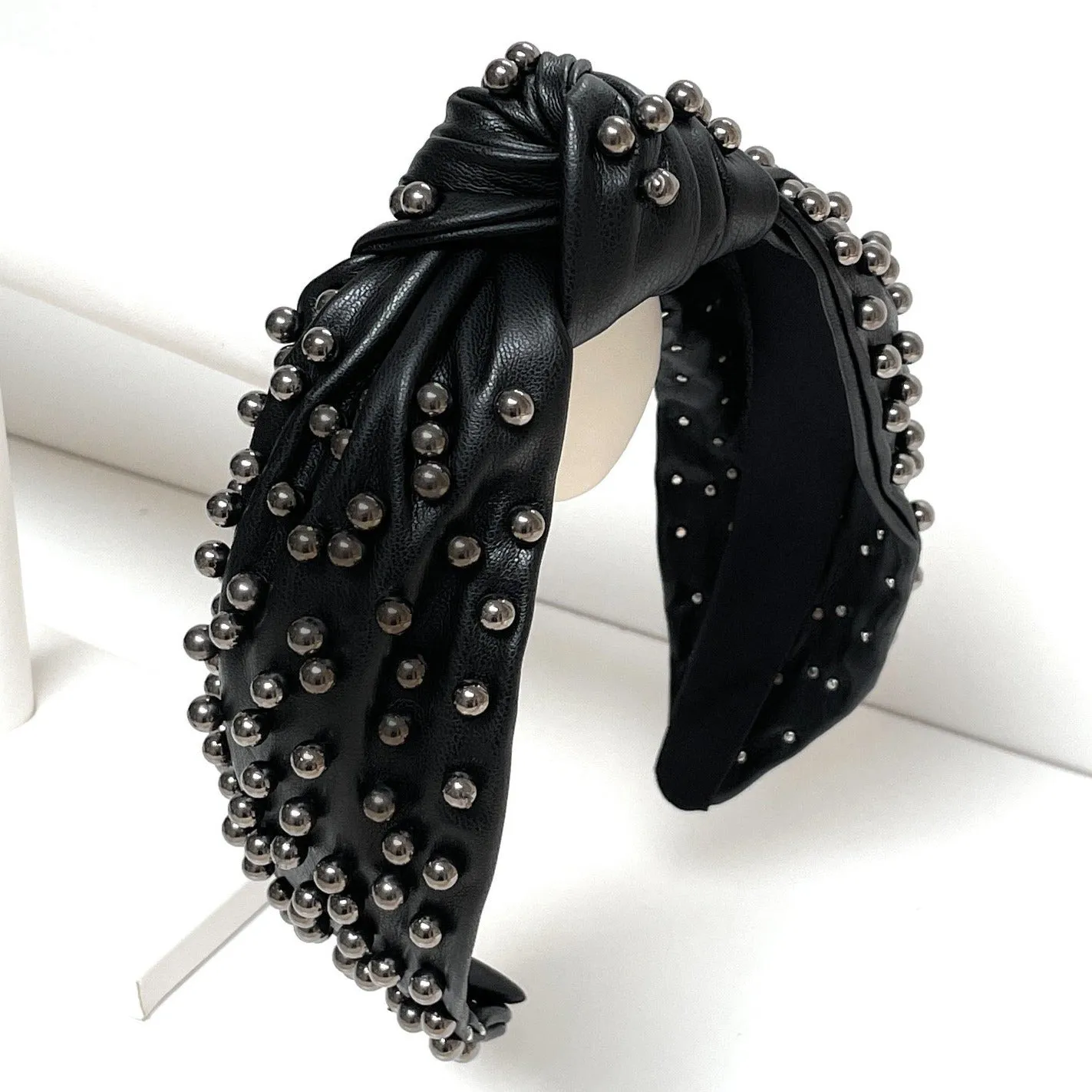 Wide Pearl PU Leather Knot Headband (more colors)