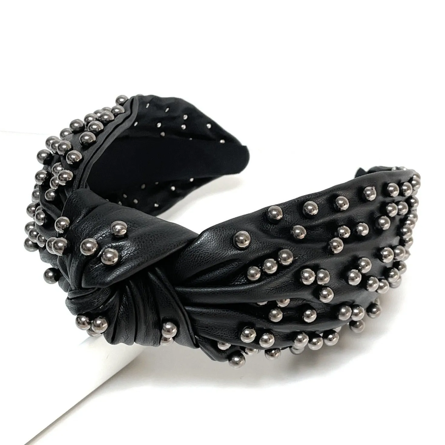 Wide Pearl PU Leather Knot Headband (more colors)