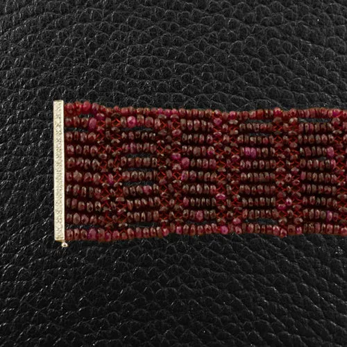 Wide Ruby Bead & Diamond Bracelet