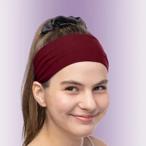Women's Headbands Cotton Jersey 3" Wide Yoga Fitness Fashion Made in the USA Burgundy