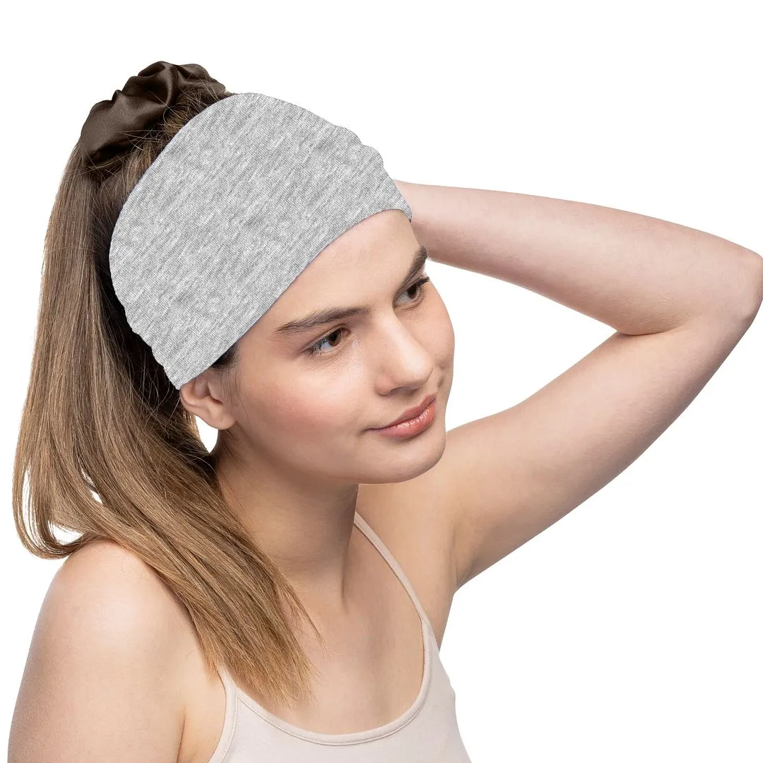 Women's Headbands Cotton Jersey 5" Wide Yoga Fitness Fashion Made in the USA Heather Gray