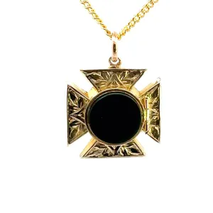 Wonderful Bloodstone Maltese Cross Pendant
