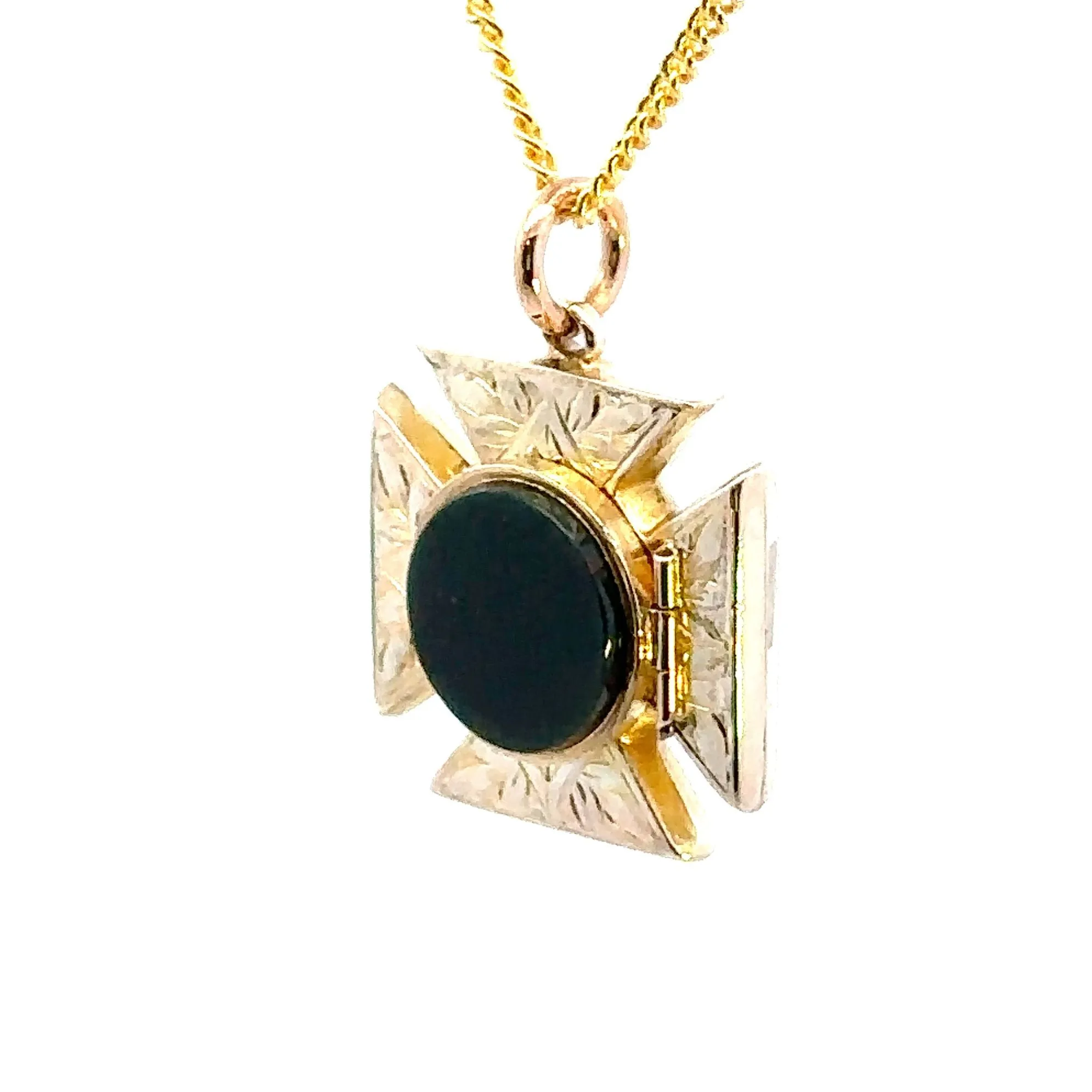 Wonderful Bloodstone Maltese Cross Pendant