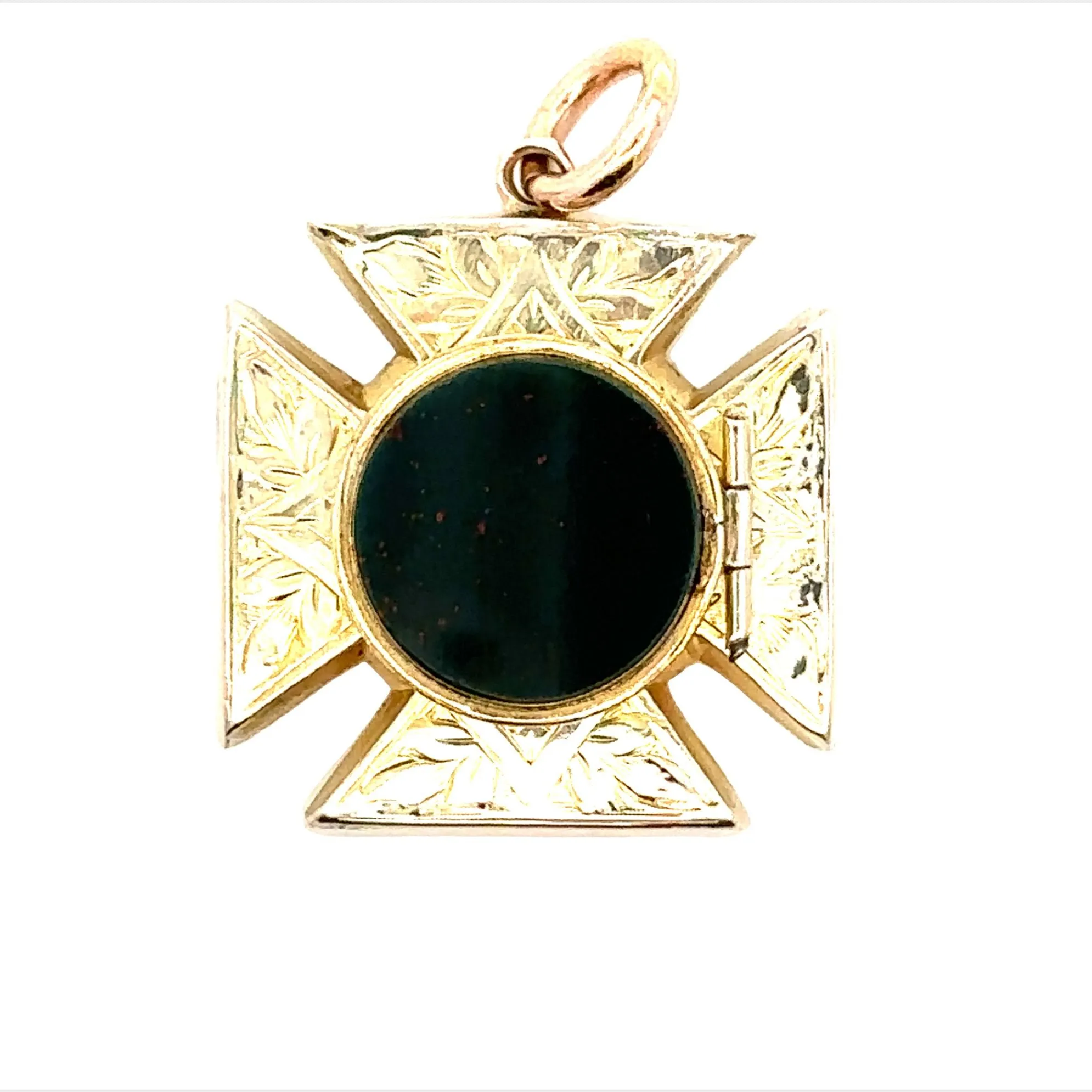 Wonderful Bloodstone Maltese Cross Pendant