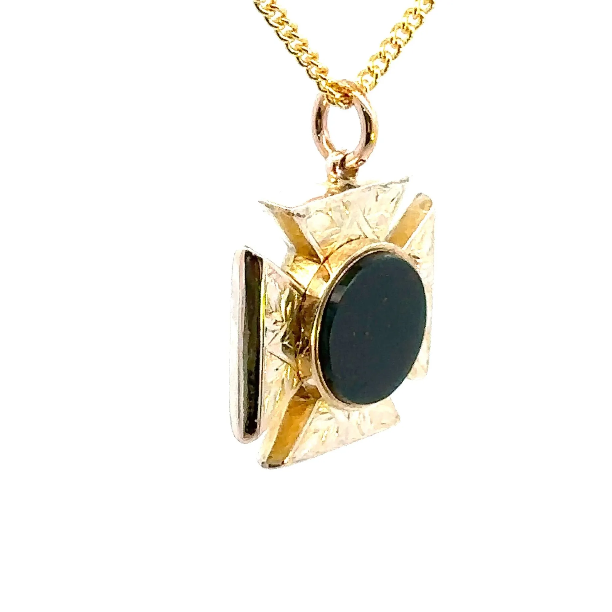 Wonderful Bloodstone Maltese Cross Pendant