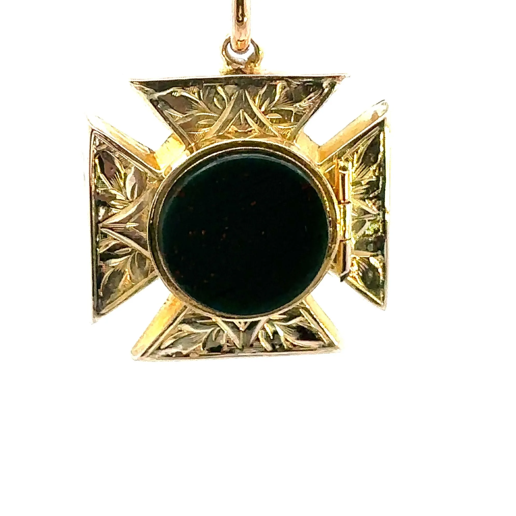 Wonderful Bloodstone Maltese Cross Pendant